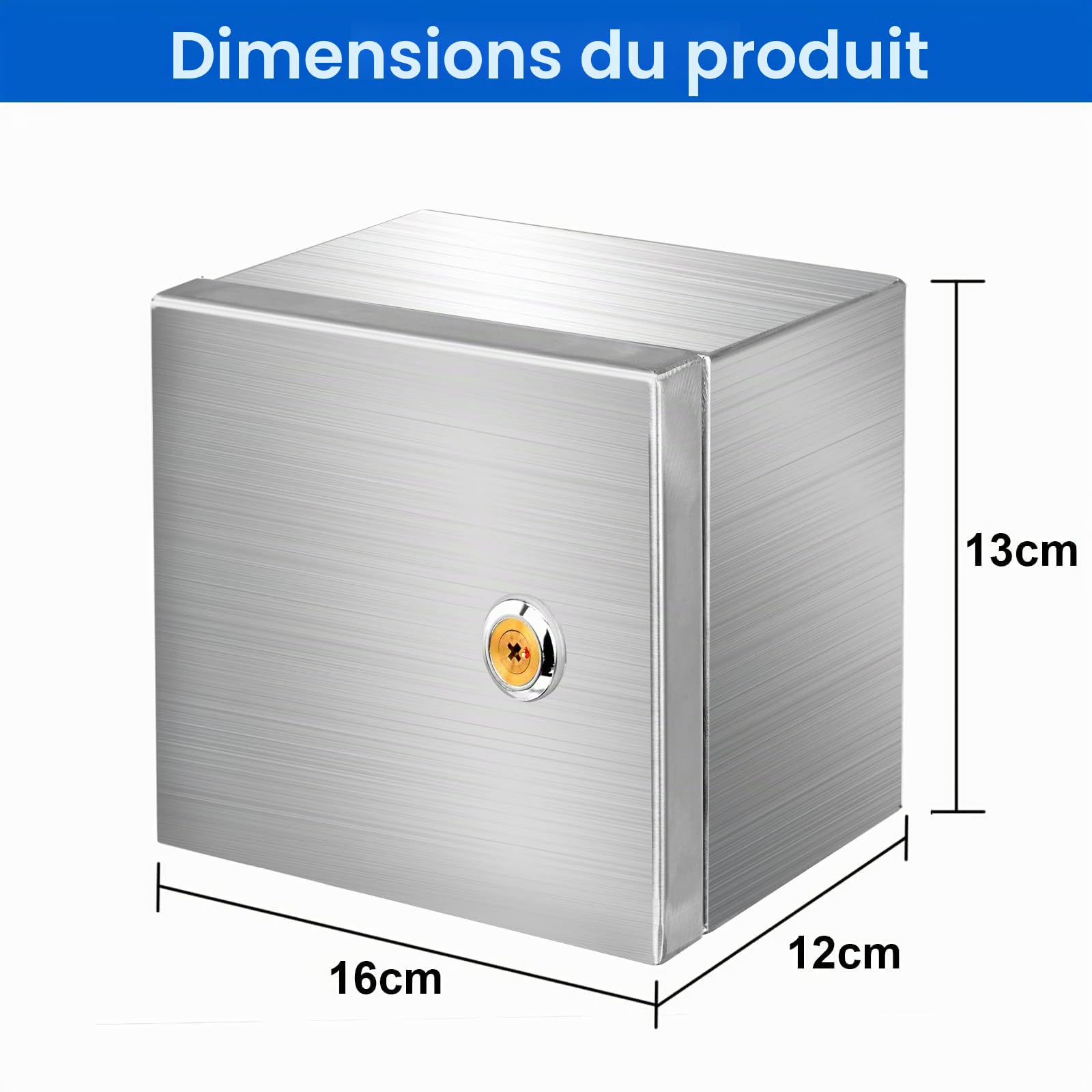 Acier Inoxydable 304 Armoire Boîtes de Distribution 160 * 130 * 120MM,Boîtier Mural pour L'extérieur/Intérieur avec Serrure