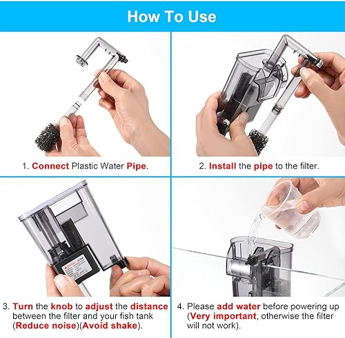 Miniatura 6 de Acuario cuelga en el filtro pequeño tanque de peces que cuelga el sistema de filtración de la cascada del poder del filtro