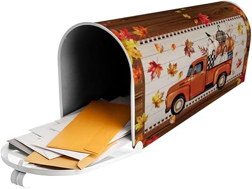 Miniatura 6 de Cubierta magnética para buzón de camión de otoño, tamaño estándar de 18 x 21 pulgadas, diseño de calabazas de Acción de Gracias, cosecha, hojas de