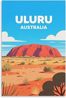 Uluru Australia Vintage Travel Posters 24x36inch(60x90cm) Wall Decor Painting Canvas Wall Art Living Room Poster Bedroom