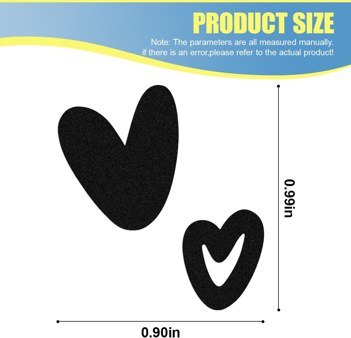 2PCS Cute Heart Car Rearview Mirror Decal Sticker, 1 x 0.9 Inch Water-Resistant Vinyl Decals, Auto Interior Decoration Accessories for Window, Laptop, Water Bottle (Black) image 2