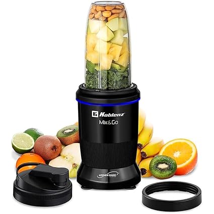 Food Processor, Koblenz Mix&Go Blender, 6 Pieces, Portable, 1000 W, Tritan Cup, 6 Blades, Recipe Book, 1 Minute Nutrition, Smoothies, Smoothies, Smoothies, Sauces, BPA Free (BKM-800)