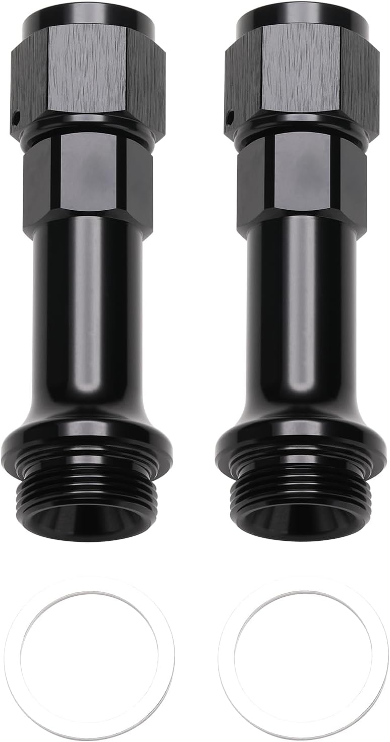 8AN Female Flare to 7/8-20 Carb Carburetor Inlet Fitting Adapter 3 Inch Extended Length Aluminum Black, Pack of 2
