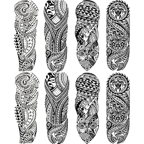Tribal Totem Tattoos Sleeve 8-Sheet Large Full sleeve Tattoos Fake Totem Sleeve Men Tattoos Makeup Set for Party Outfit Cover