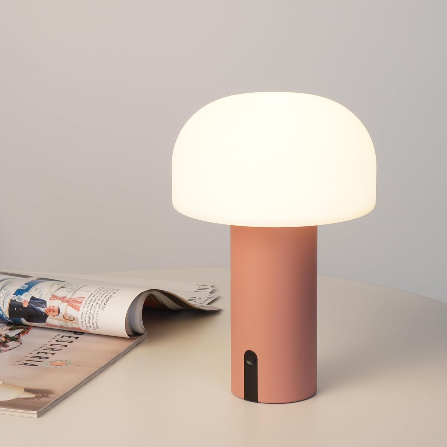 WEILAILUX Cordless Mushroom Table Lamp, Waterproof Shower Lamp, Battery Operated Table Lamp Rechargeable, Touch Dimmable Night Light for Bedroom/Patio/Camping/Dinning/Outdoor (Pink)