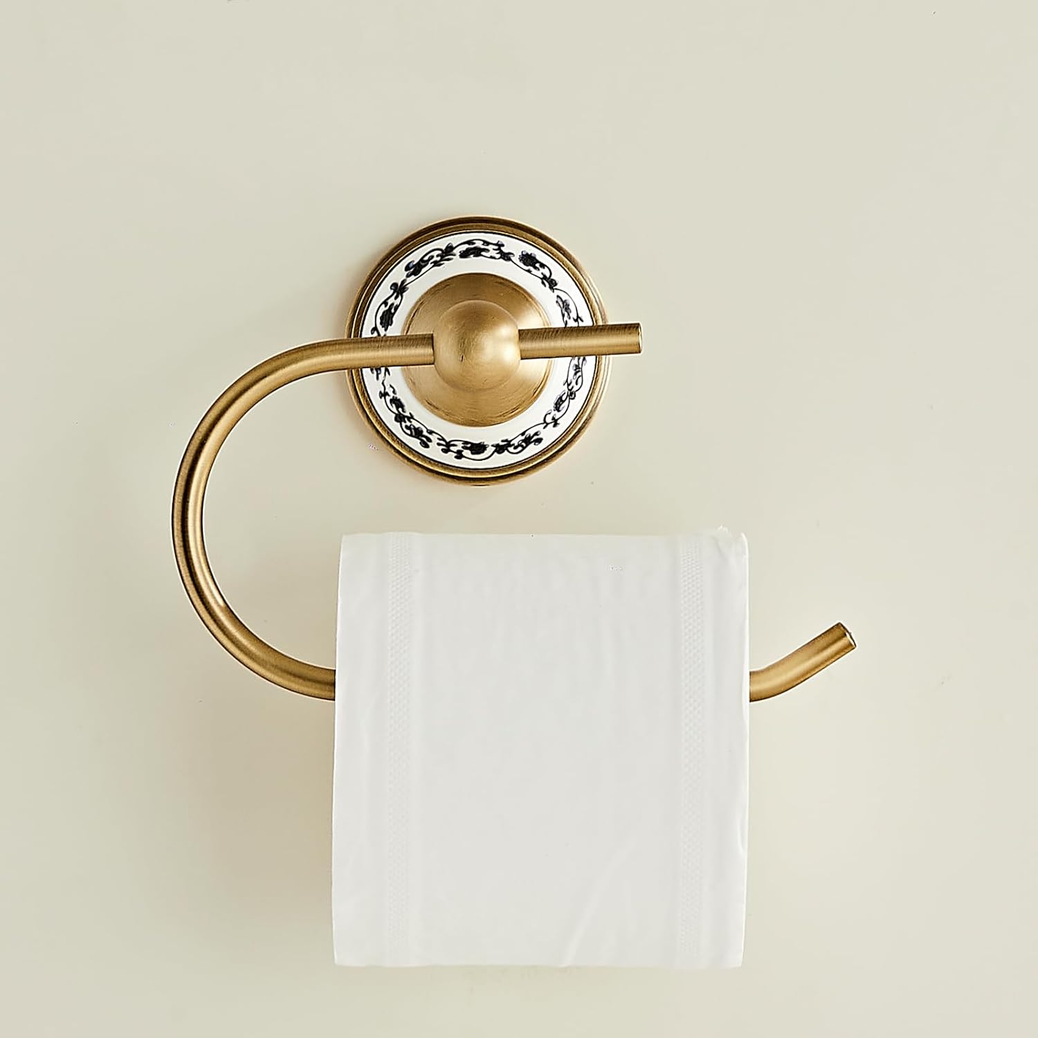 Antique Brass Towel Ring and Toilet Paper Holder