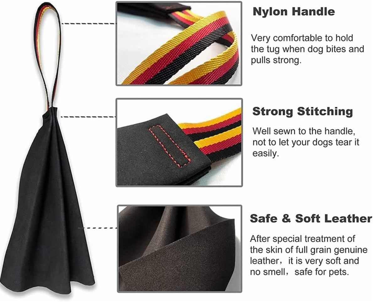 2 Piece Dog Bite Tug Toy, Tearing Cloth Pull Interactive Toy, with Handle Dog Bite Rag Toys, for Small Medium Large Dog Training Tug of War Toy ( Black 13 X 8.5in )