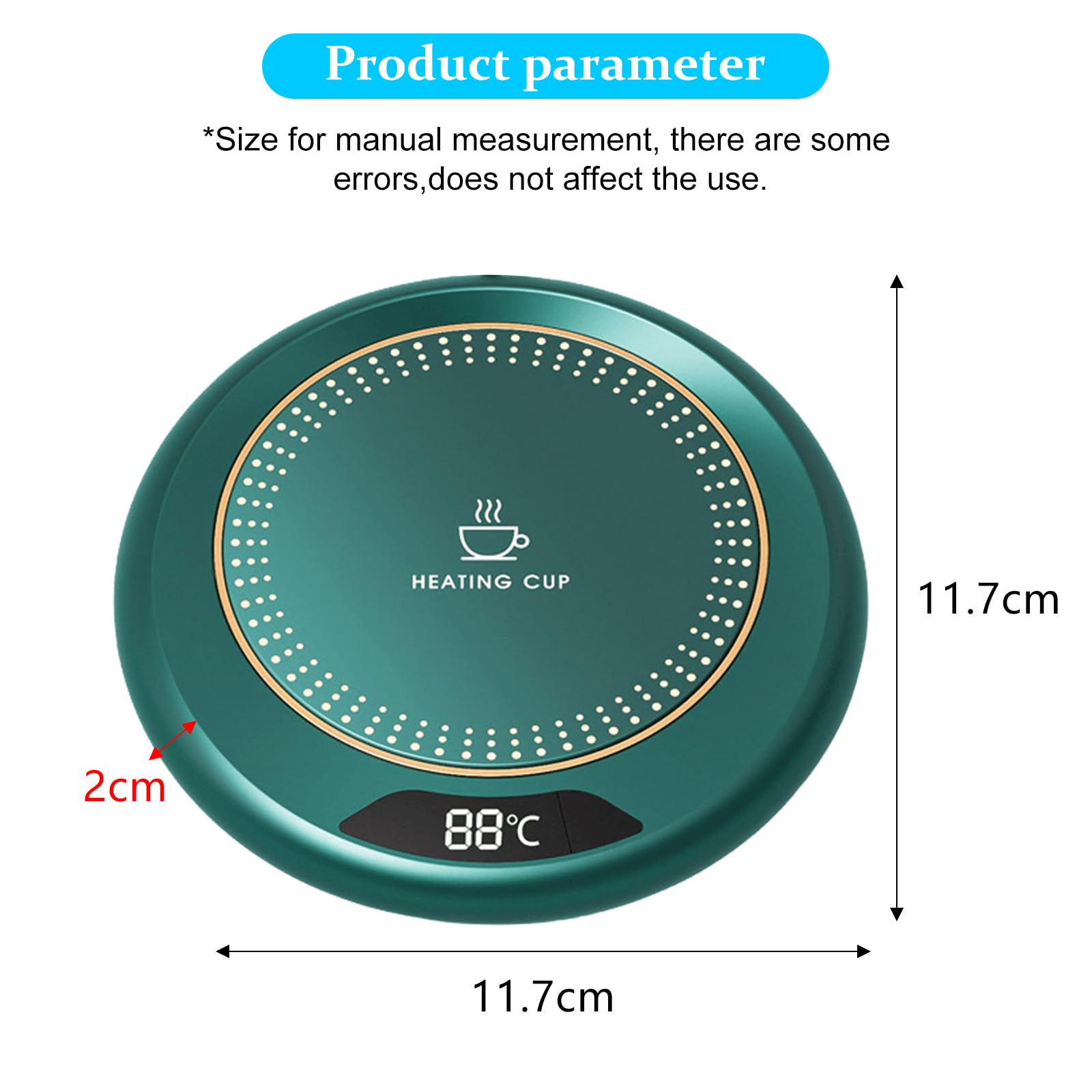 GOMETY Scaldacaffè Elettrico, 3 Impostazioni di Temperatura, Scalda Tazze Elettrico, Spegnimento Automatico, Verde