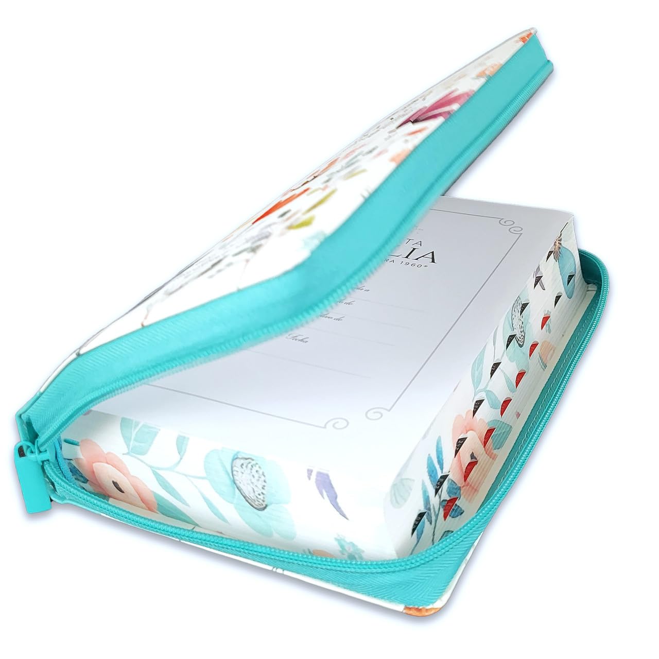 Biblia para Mujeres Reina Valera 1960 Letra Gigante Manual 14 puntos con Cierre imit piel duotono turquesa floral con indice      Imitation Leather – October 21, 2025