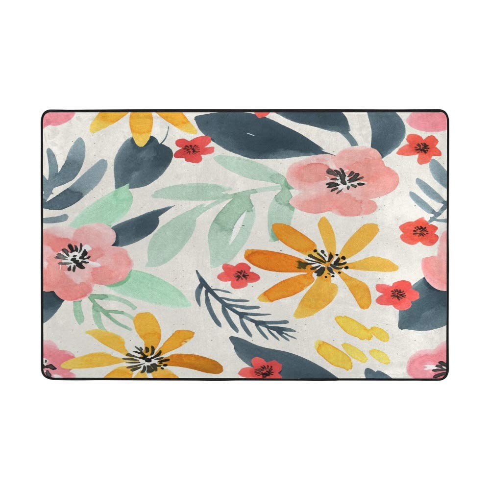 Grand tapis intérieur en peluche motif floral pour salon et chambre
