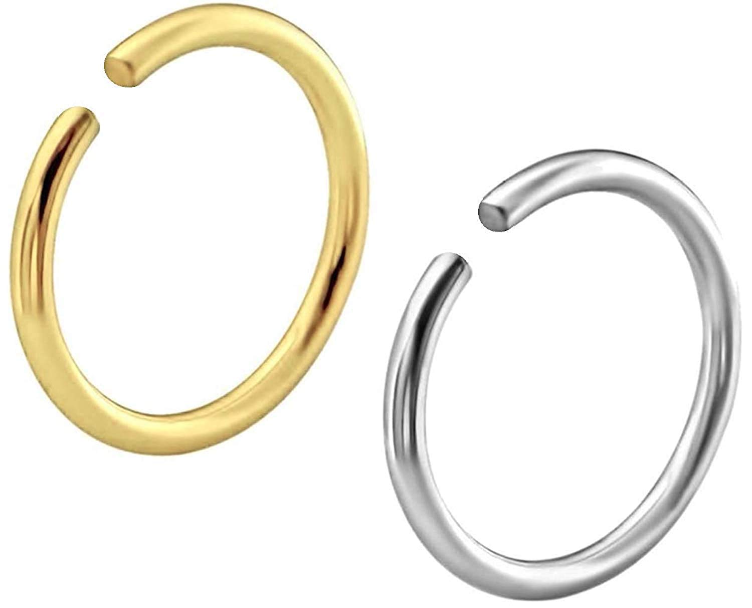 Via MazziniSurgical Steel 10mm No Rusting Pack Of 2 Pcs Clip-On Non-Pierced Nose Ring For Women And Girls (NR0155) 2 Pcs