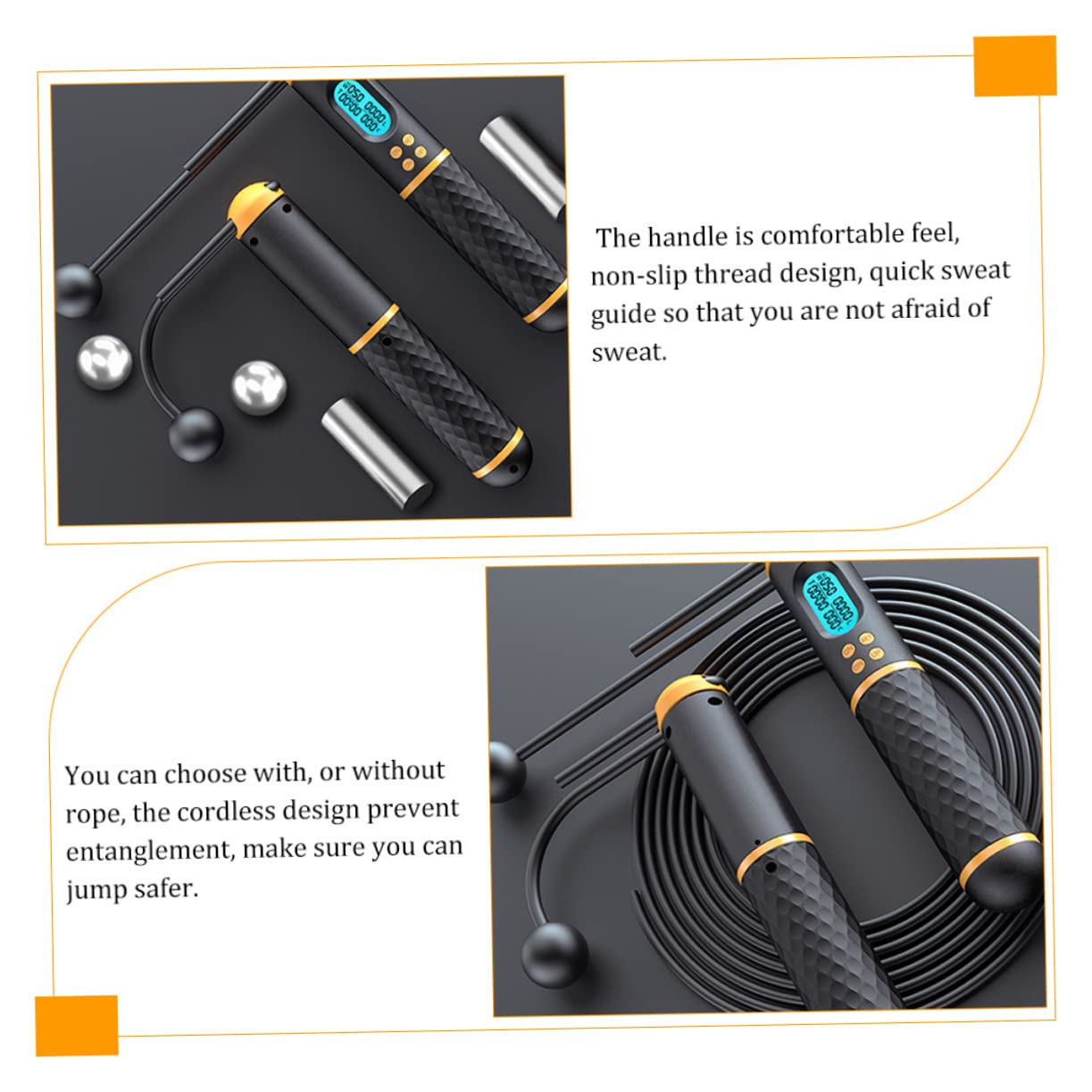 Happyyami 1set Corda Per Salto Con Contatore Elettronico e Manici Pesati Corda Da Fitness Per Esercizi Boxe Mma e Allenamento Palestra Grovigli