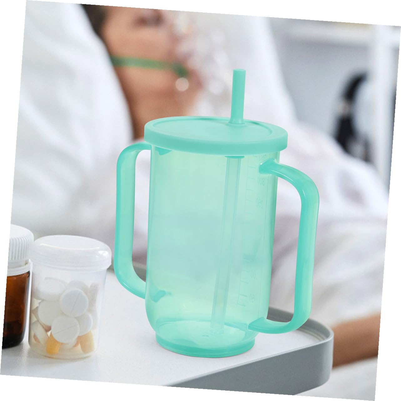 Seniorenpflegebecher 350ml Kunststoff Grün 2 Stück Auslaufsicher