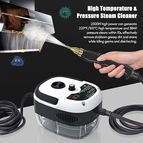 Miniatura 7 de Kawlity Limpiador de vapor de alta presión de alta temperatura de 2500 W 110 V de mano con 3 cabezales de cepillo para la cocina del hogar, baño,