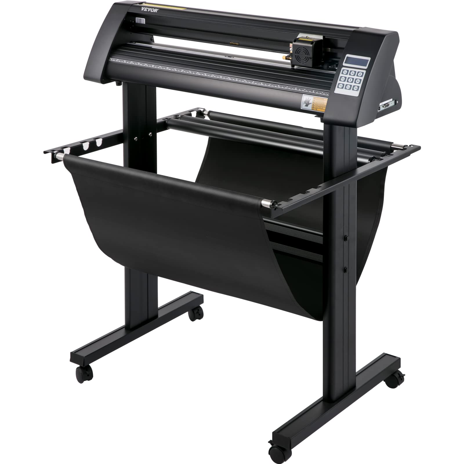 VEVOR Vinyl Schneideplotter 720 mm Folienschneider Schnittgeschwindigkeit 800 mm/s Max. Schnittstärke 3 mm LCD-Anzeige Schrittmotor Schneide Druck Plotter Halbautomatisch 19,7 kg 375mm Cutter Schwarz