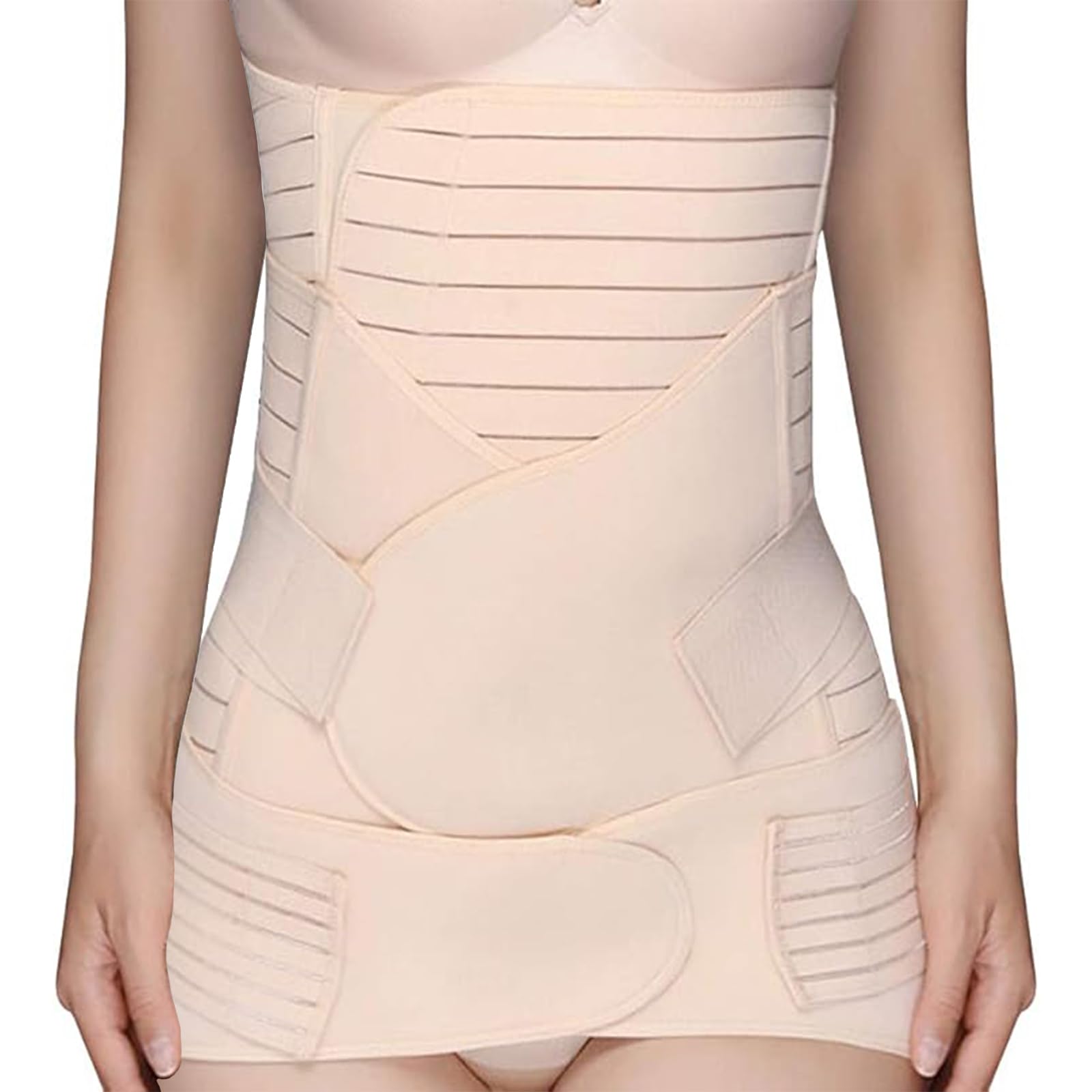 3 in 1 Cintura Post Parto, Cintura Addominale Donna, Regolabile, Traspirante, con Cintura Pelvica, Cintura Elastica per Pancia M L XL, Cintura di Sostegno per Gravidanza Lombare Schiena (Beige, XL)