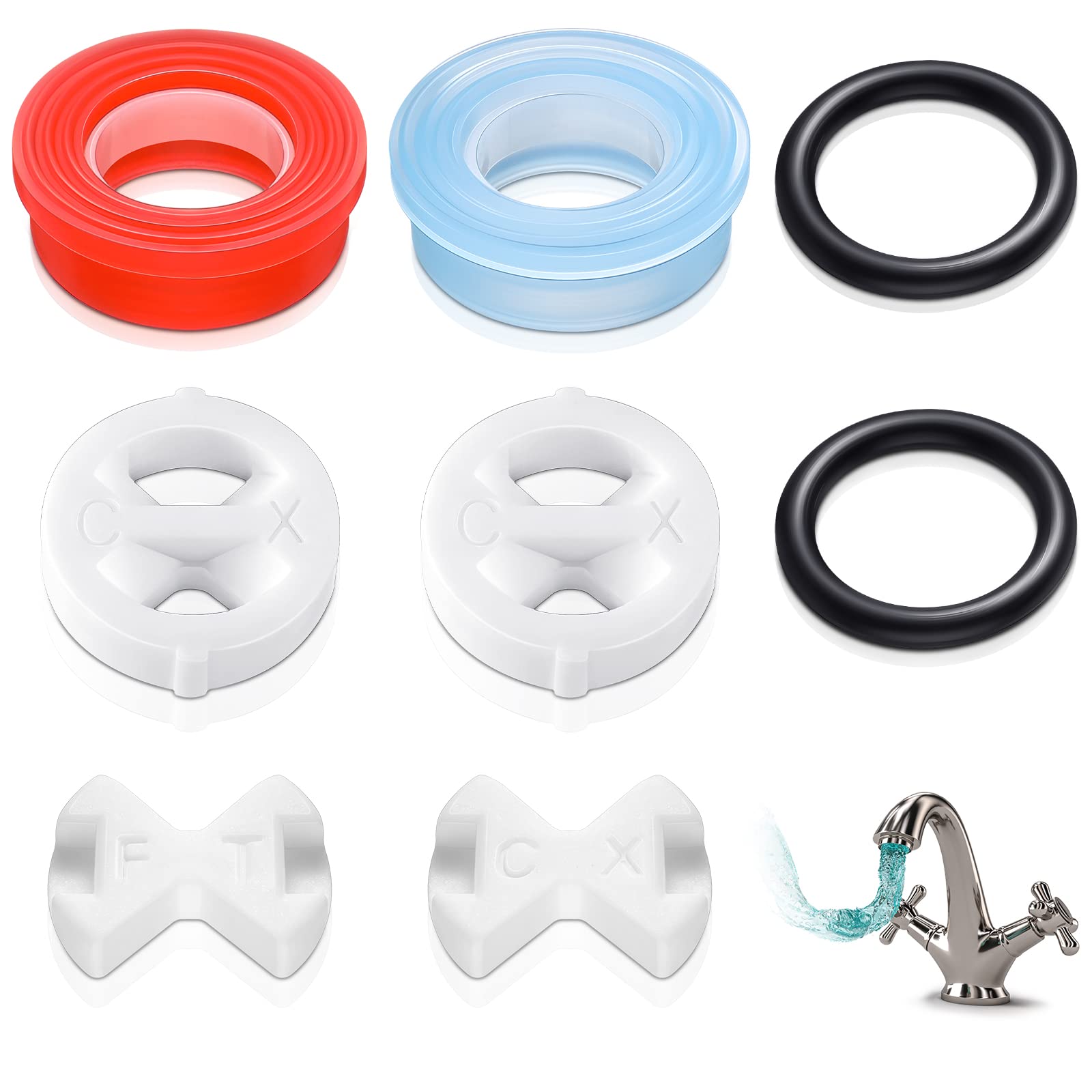 8 Pcs Replacement Ceramic Disc Silicon Washer Insert Turn Reversed Sealed 1/2 Inch Ceramic Tap Washers for Valve Tap Leaking Tap
