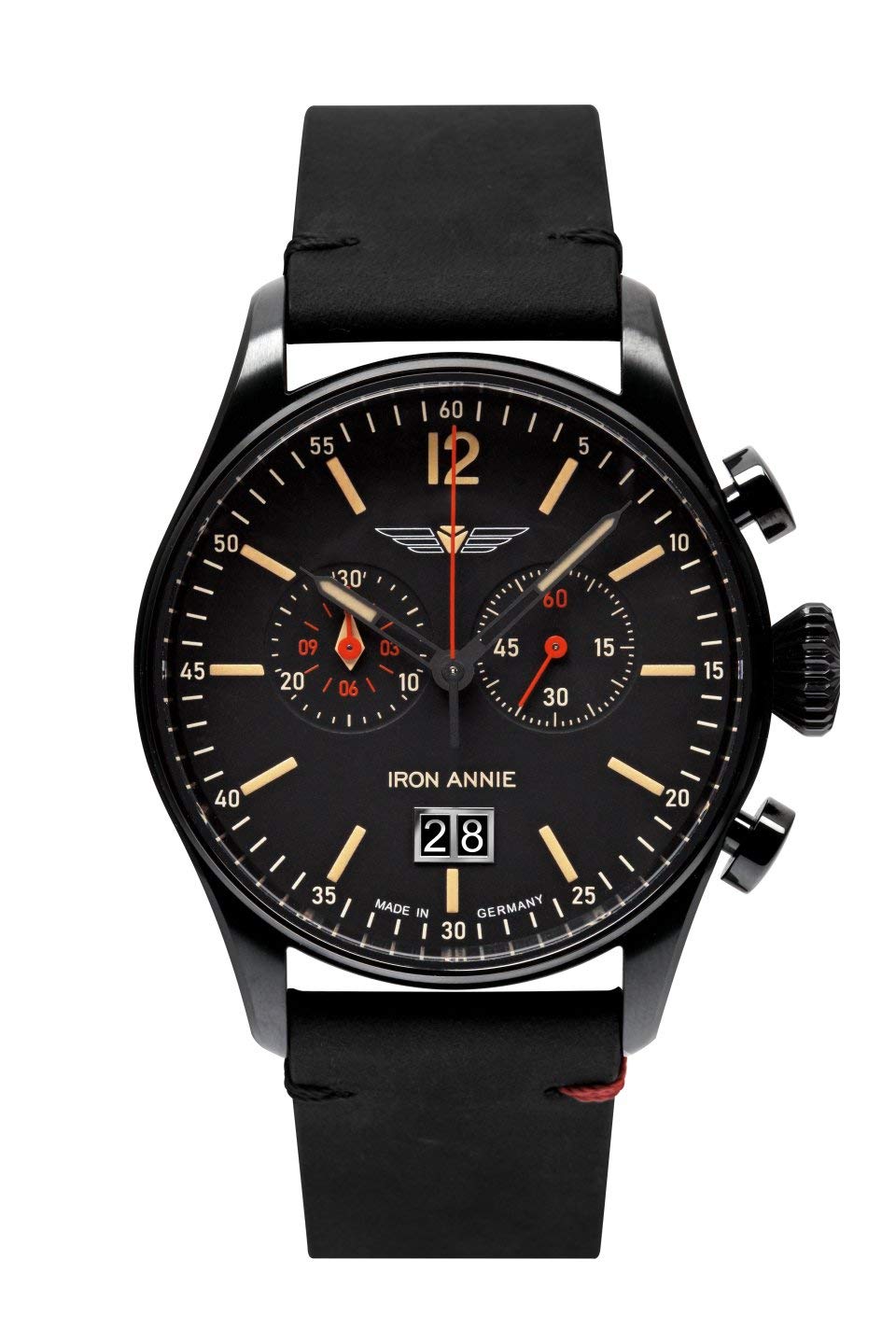 Men's Watch Series Flight Control Chronograph Big Date Big Date 5184 with Leather Strap or Stainless Steel Strap