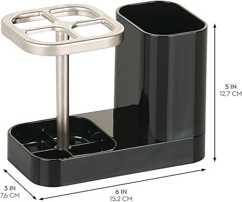 Miniatura 8 de iDesign InterDesign Soporte para cepillo de dientes y pasta de dientes y organizador de botiquín, azul marino Med+ centro dental Azul