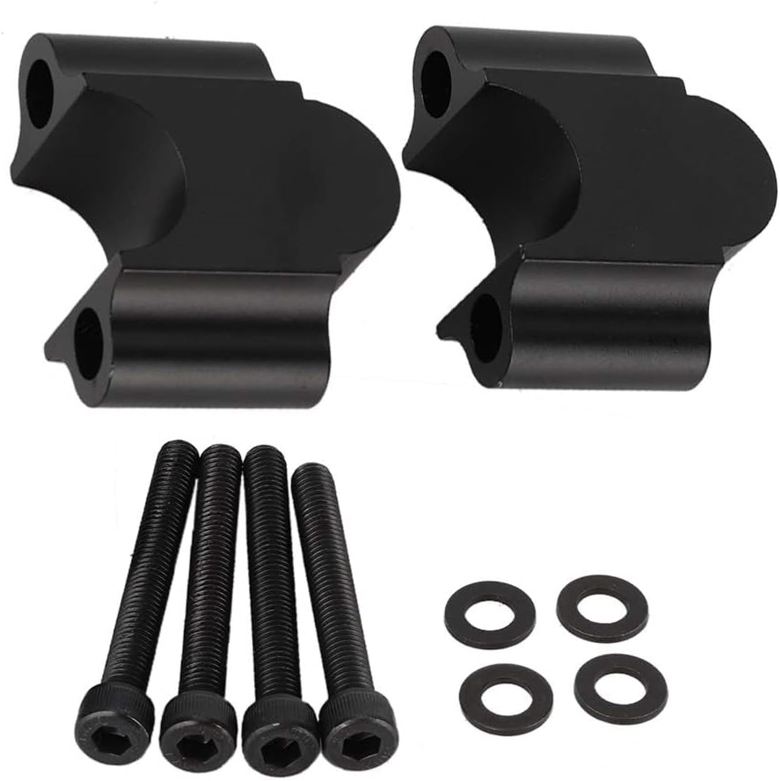 Sujetador universal de 7/8'' 22 mm para manillar de motocicleta, abrazadera de elevación de aleación de aluminio negro, compatible con KAWASAKI, SUZUKI, Victory (Negro)