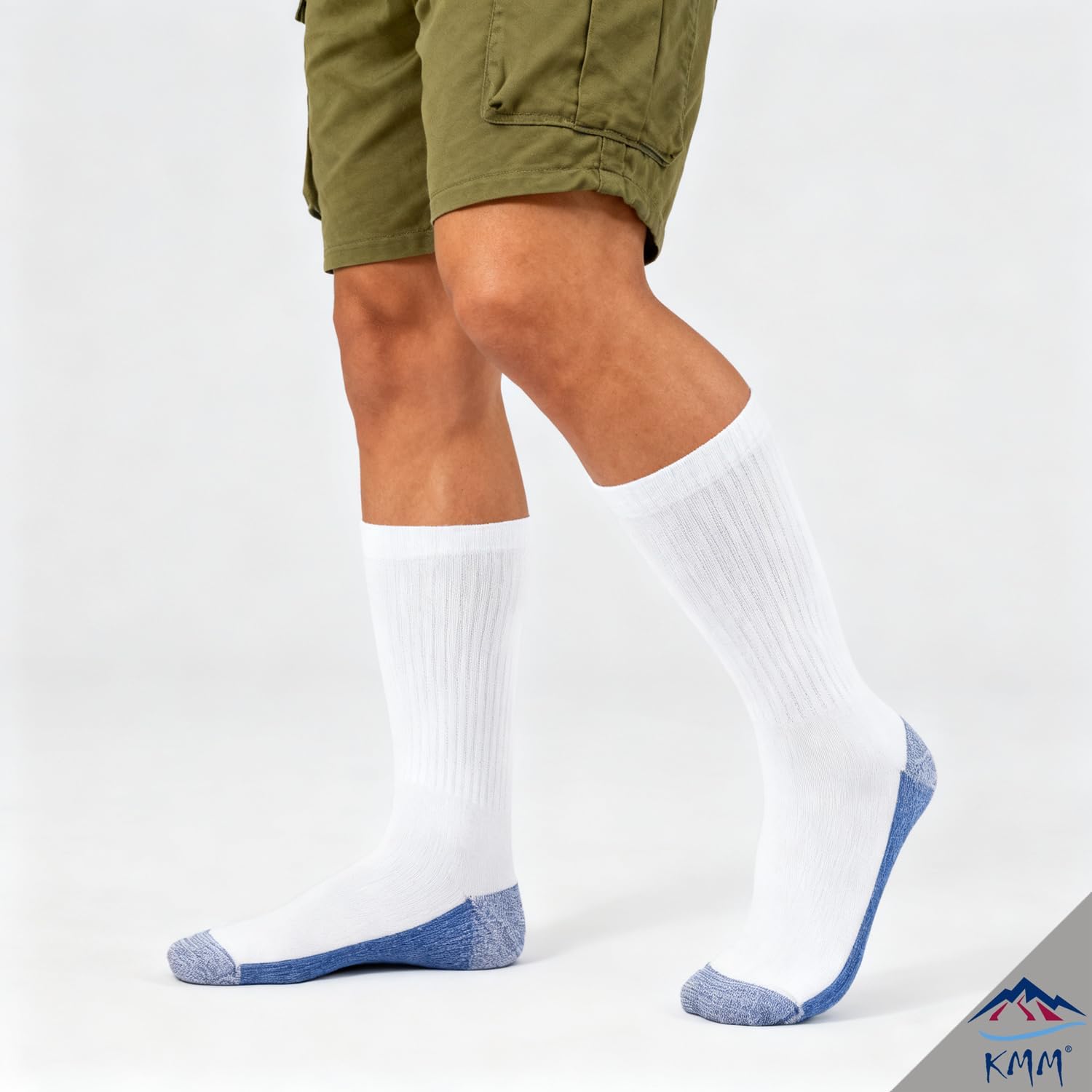 KMM Men Cotton Full Thick Cushion Crew Socks Moisture Control Heavy Duty Work Boot Warm Thermal Wicking Sweat Anti Blisters - Image 2