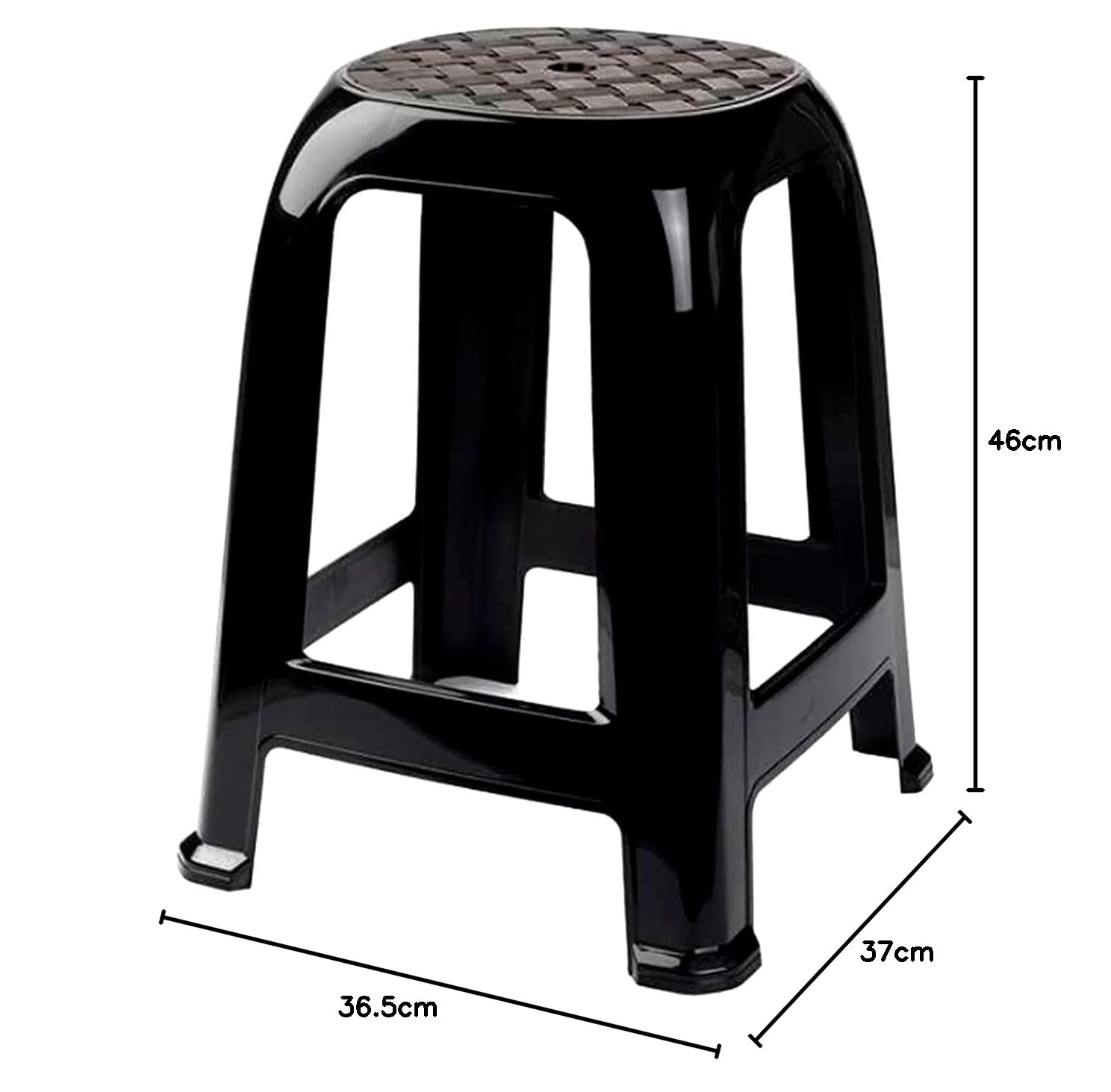 Acan Tradineur - Tabouret en plastique - Fabriqué en Espagne pour la maison ou le travail – 46,2 x 36,5 x 37 cm - Couleur Noir (4 Unités)