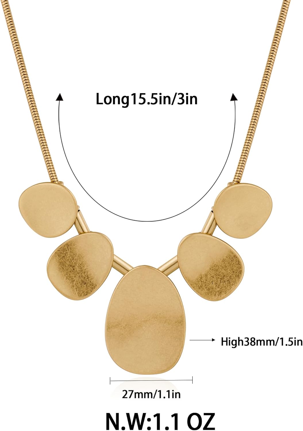 Chunky Gold Statement Necklace For Women Snake Chain Necklace With Vintage Irregular Metal Pendants Boho Jewelry Gift - Image 6