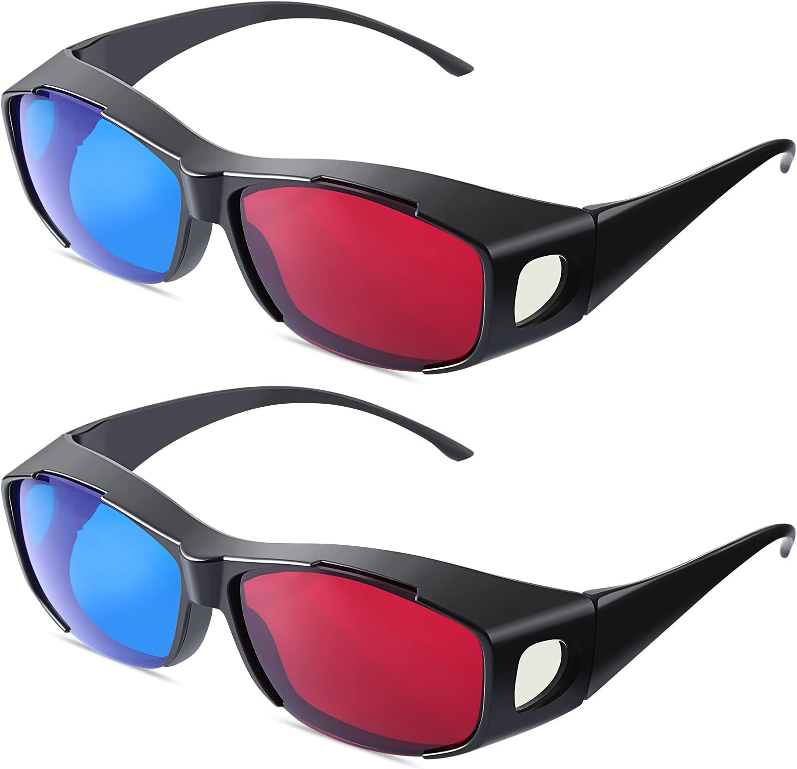 BBTO 2 Pieces 3D Movie Game Glasses Red Blue 3D Viewing Glasses for Movies Games, Light Simple Design(Black)