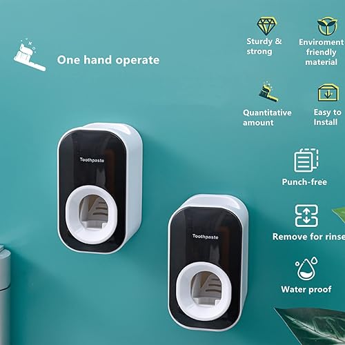 Vista 52 de Dispensador automático de pasta de dientes montado en la pared para baño, exprimidor de pasta de dientes para niños y ducha familiar