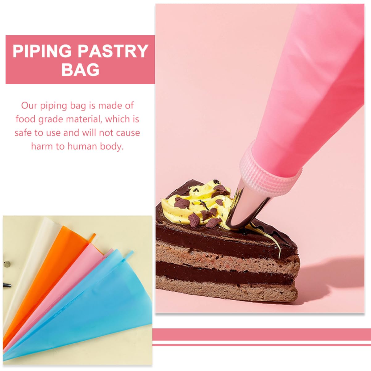 Cabilock Bolsas De Pastelería De Silicona Reutilizables para Decorar Pasteles Y Galletas De Herramientas De Cocina Y para Repostería 3 Piezas X 5