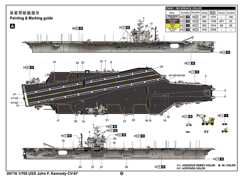 Trumpeter 756716-1/700 CV-67 USS John F. Kennedy - Maßstab 1:700