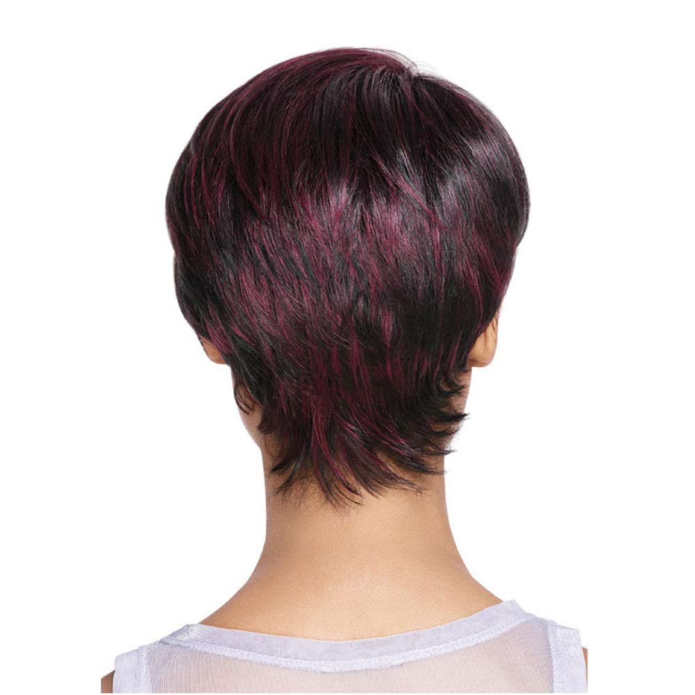 Amazon.com : XZEN Short Women Wig Black with Wine Red  display picture 1