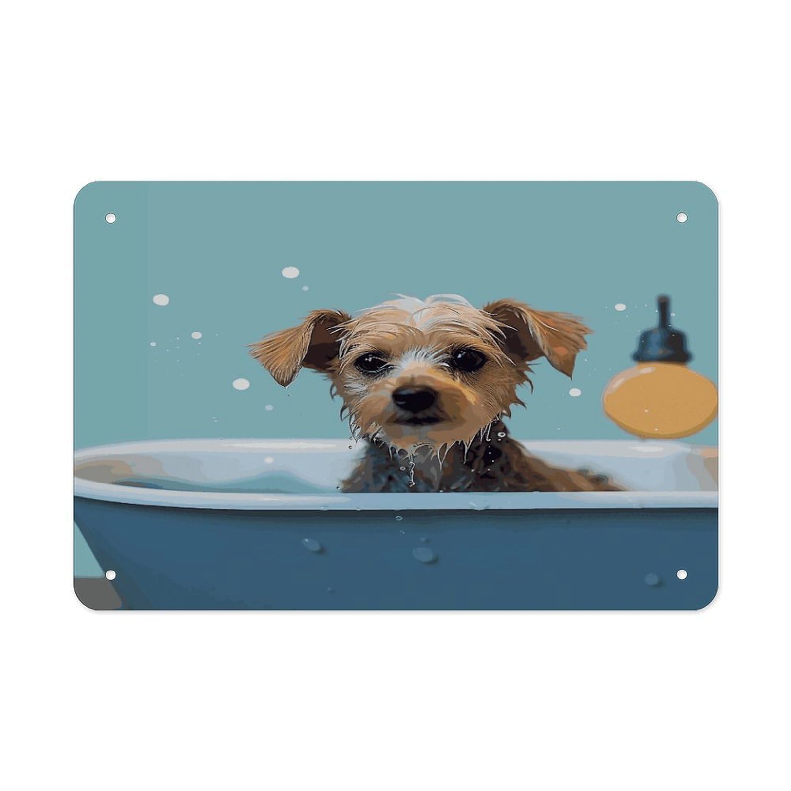 Fekiloot Style Funny Dog In Bathtub Metal Signs Wall Art Tin Sign