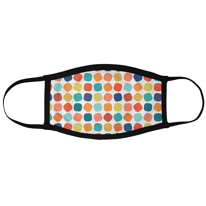 Face Mask 3 Layer Printed Reusable Washable Cloth Face Mask - Designer Trendy Unisex - Colorful Square Pattern