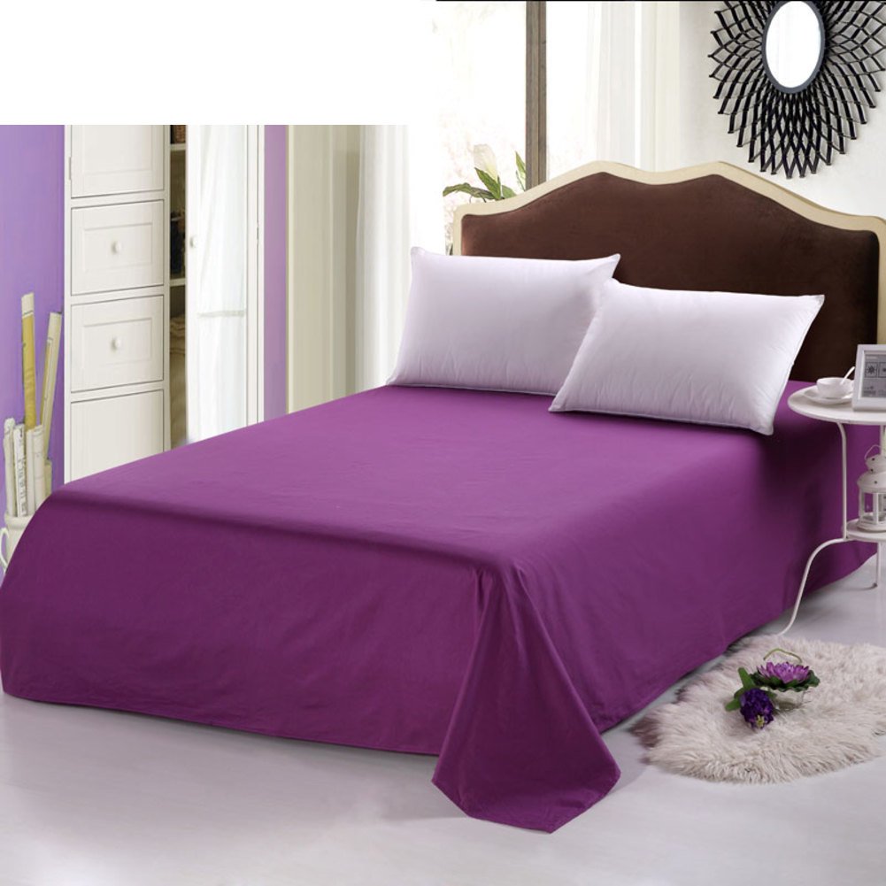 Drap plat en coton pur couleur unie double face lit king size 230x245cm
