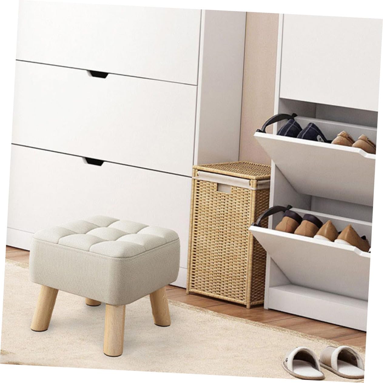 OUNONA Cloth Foot Stool for Boys and Girls Non-Slip Low Stool Soft Padding for Bathroom and Living Room for Toddlers and Children