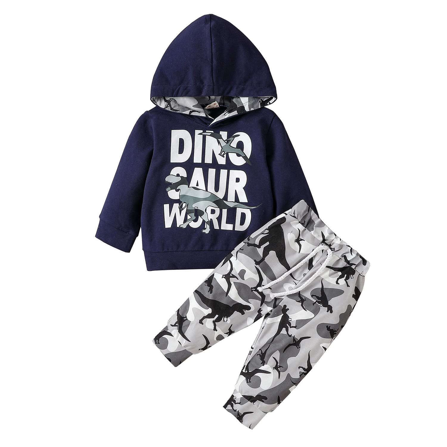 Baby Boy Clothes Toddler Long Sleeve Hoodie Dinosaur Sweatsuit Tops + Pants 2Pcs Tracksuit Outfits Sets 3-36 Months