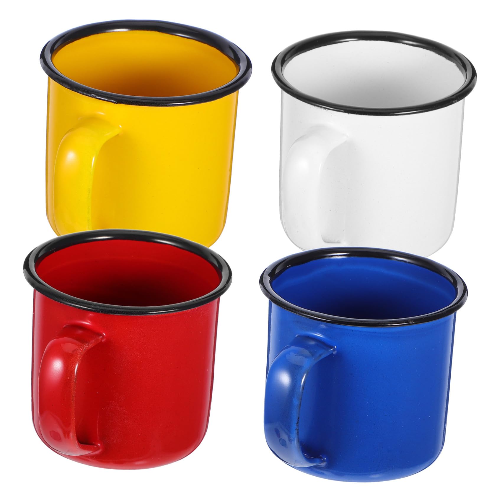 Emaillebecher 4 Stück im Vintage Stil für Camping und Outdoor | Einfaches Design, Robust Verarbeitet, Angenehmes Tragegefühl, Leicht zu Reinigen für Café oder Picknick Geeignet