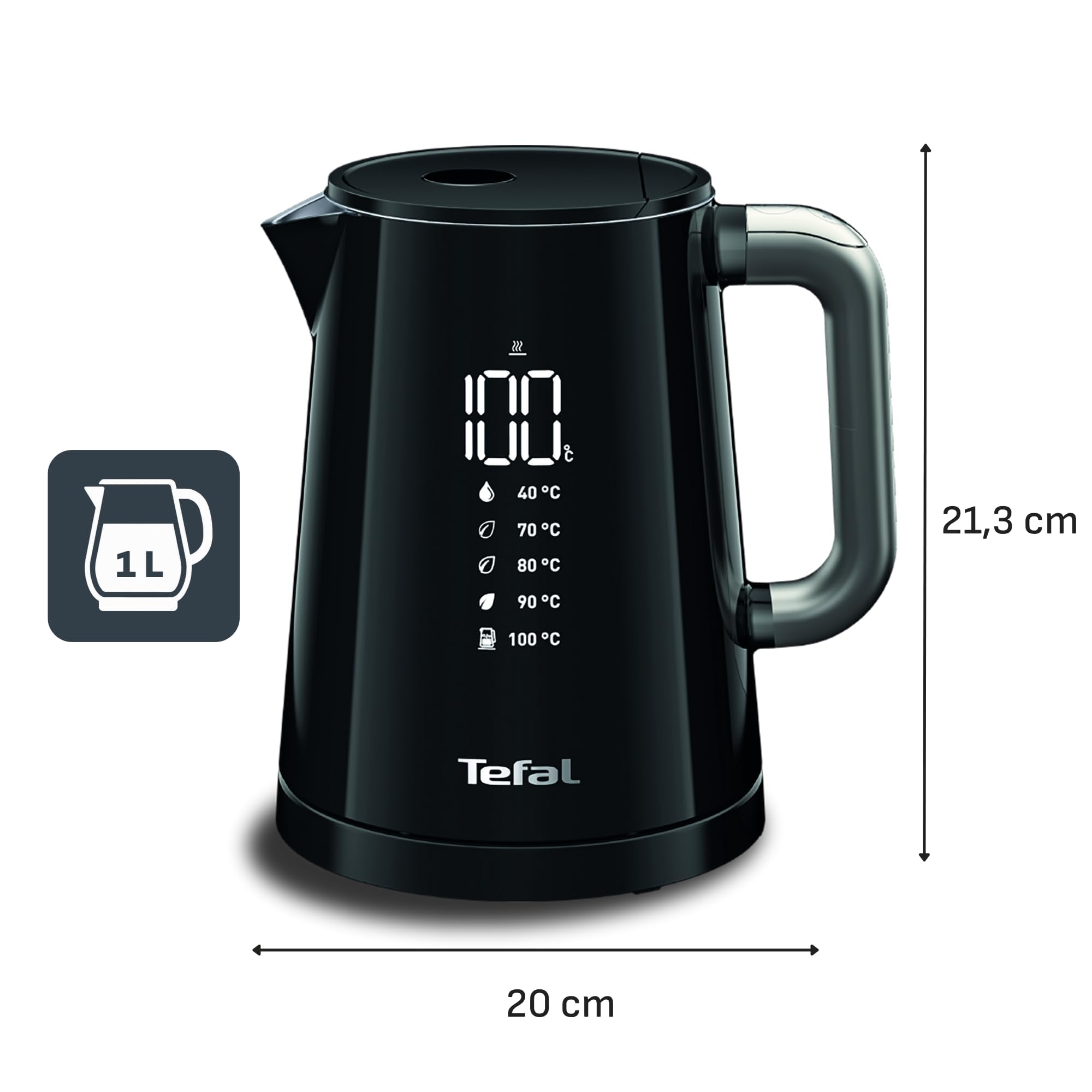 Tefal Smart’n Light Wasserkocher mit Temperaturwahl & Warmhaltefunktion – digitaler Wasserkocher mit LED-Display, schnelles Aufheizen, kabellos, energieeffizient & leicht zu reinigen