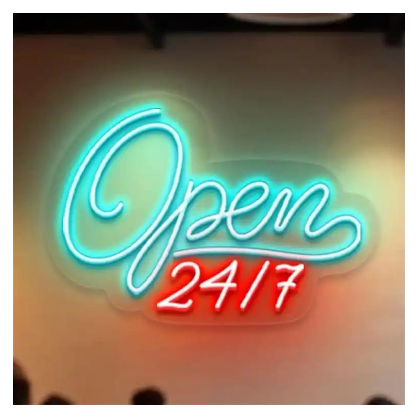 SHOUXI Sign Lamp Open 24/7 Neon Sign Service Light Business Hours for Storefront Bar Restaurant Cafe Shop Wall Hanging Art Decor 38cmx28cm(C)