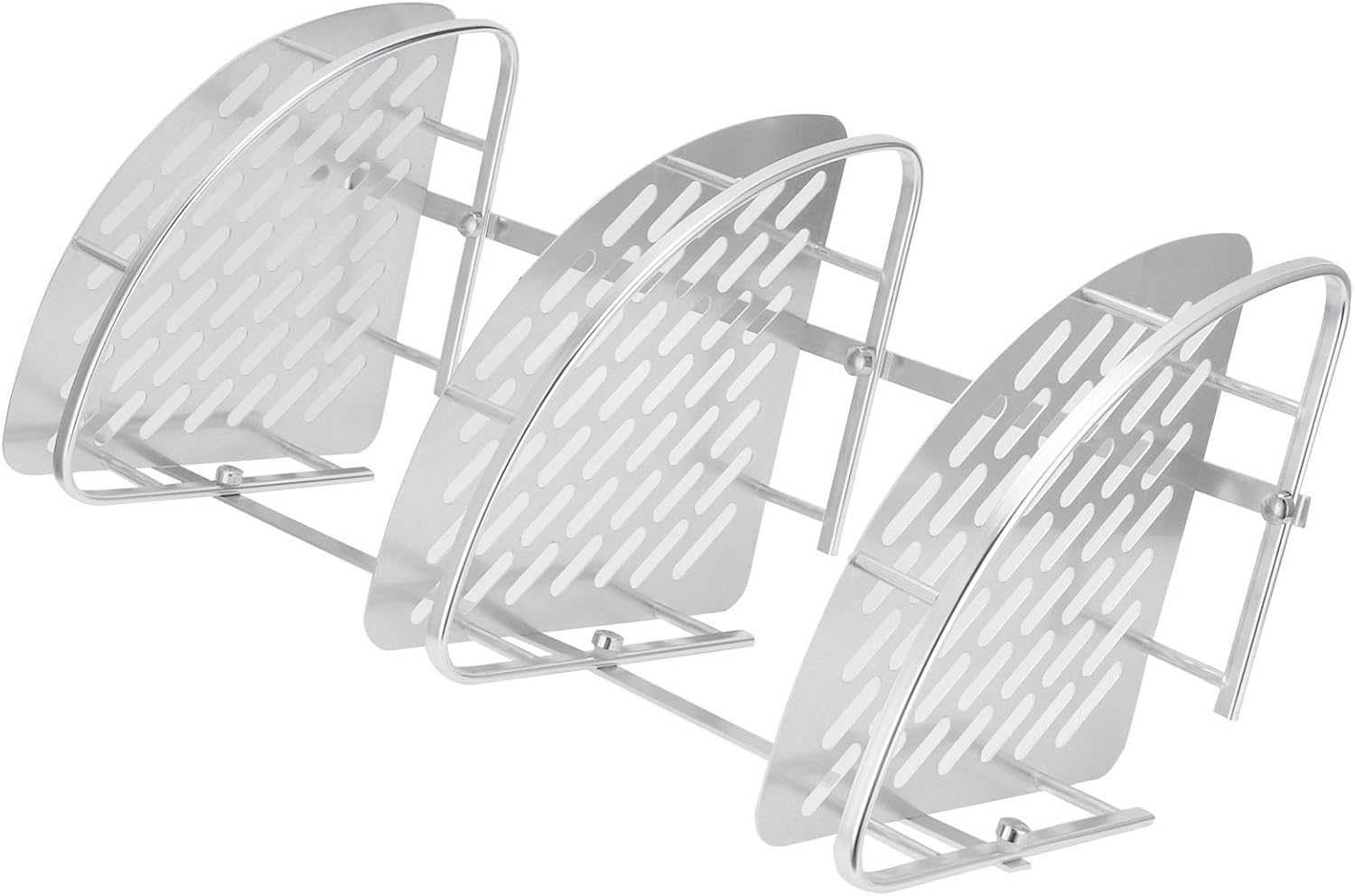 Goshyda Corner Shower Shelf Space Aluminum Wall Mounted Organizer Storage Rack for Bathroom With 3 Tiers for Shower Gel Shampoo and Toothbrushes, Silver Color, 26.2oz Weight