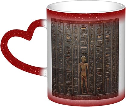 11oz Ceramic Coffee Cup Color Changing Mug Funny Magic Heat Sensitive Cups Hot Cocoa Tea Milk Mugs Ancient Egyptian Hieroglyph Drinks Cup for Birthday Anniversary Christmas Gift
