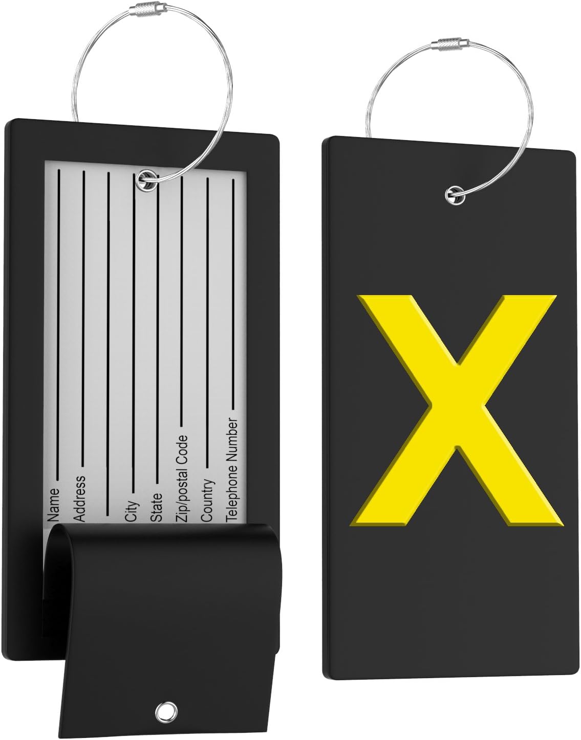 Luggage Tag Initial Bag Tag - Fully Bendable Tag w/Stainless Steel Loop