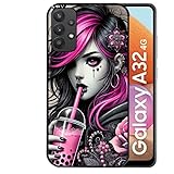 Taperso Coque Noire pour Galaxy A32 4G Motif Anime et Gothic Boba