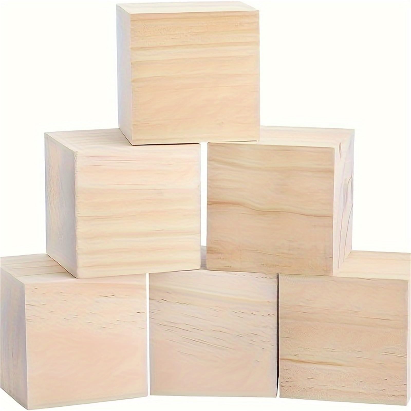 zyrqon 8pcs Unfinished Wooden Cubes DIY Craft Natural Pine Wood Multi Purpose Decor 5cm