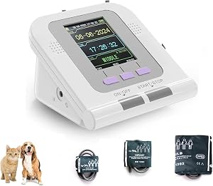 Veterinary Electronic Sphygmomanom, Digital Veterinary Blood Pressure Monitor, Pet Blood Pressure Measurement with 3 Cuffs, 2.8-Inch LCD Display, for Dog/Cat/Pets Animal Care