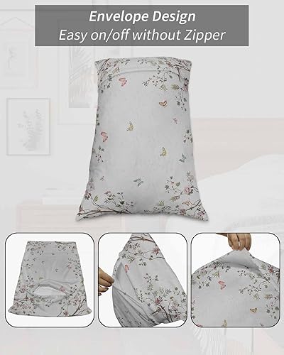 Miniatura 7 de Fundas de almohada de árbol de flores tamaño King, 2 paquetes de fundas de almohada suaves decorativas para sofá sofá de cuerpo largo, funda de