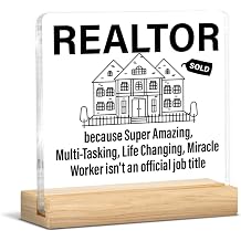Realtor Gifts, Appreciation Gifts for Realtor Real Estate Agent Broker, Realtors Acrylic Plaque Sign with Wooden Stand Home Office Decor