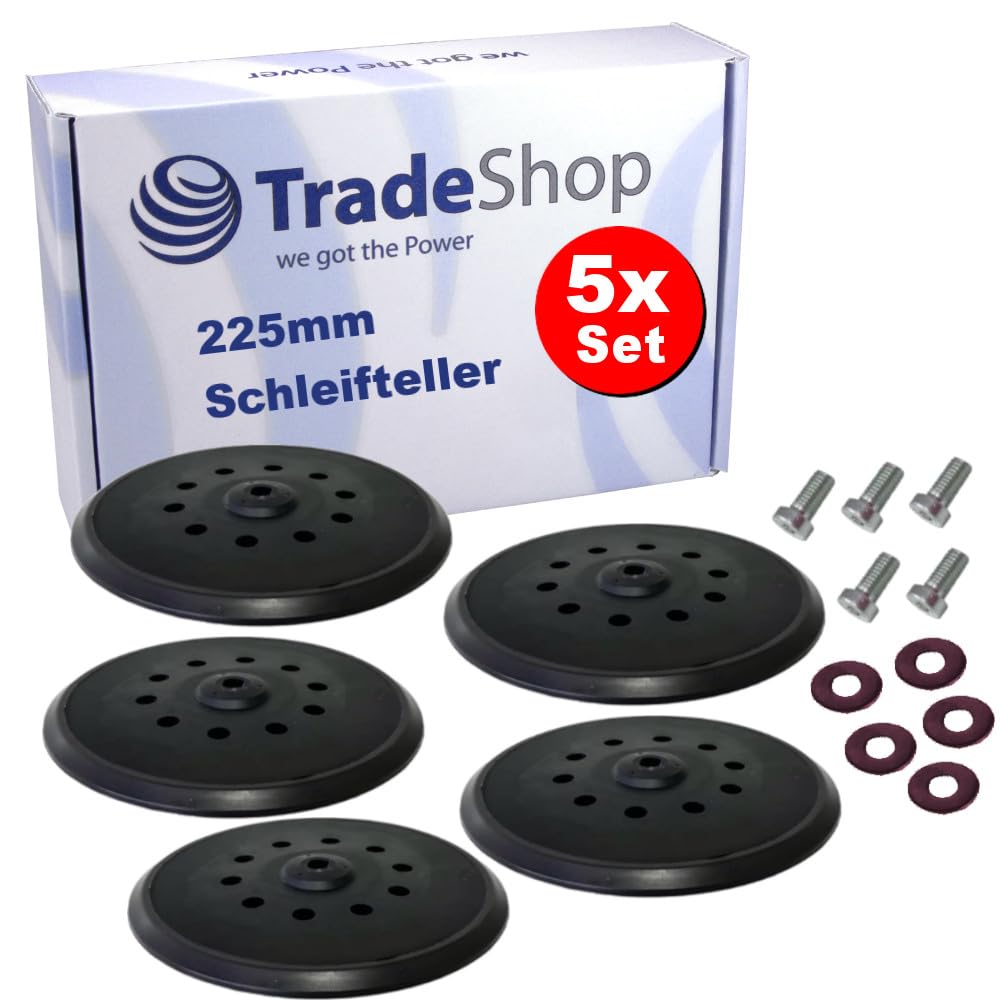 Trade-Shop 225 mm 10 agujeros de cierre autoadherente discos de lijado/soporte duro compatible con lijadora Flex Giraffe WST 700, WSE 500, WSE 7