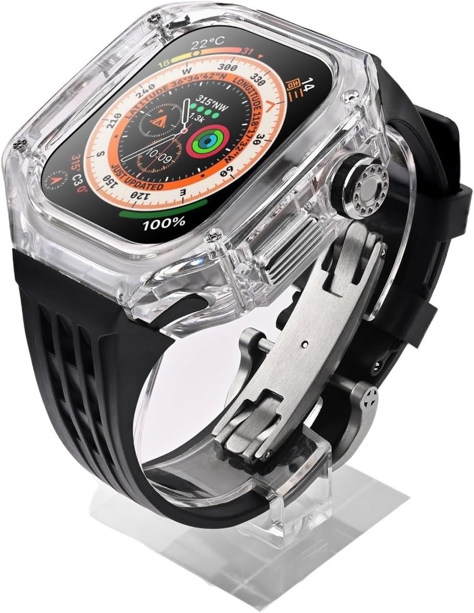 PC Material Ultra 49MM Glacier Modification Kit，For Apple Watch Band Ultra 8 49mm Luxury Transparent Mod Kit